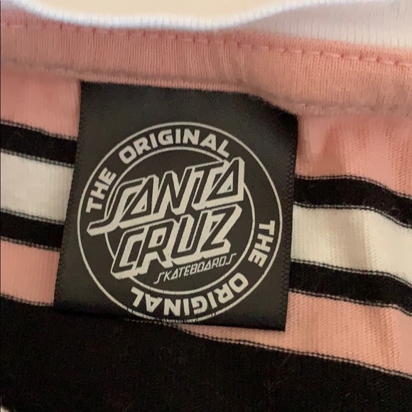 Santa Cruz Skateboards Black and Pink Striped Long Sleeve Tee - Picture 6 of 8